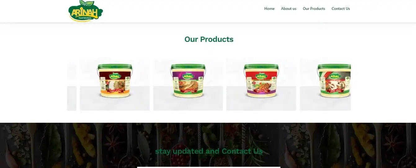 Arinah food site screen (product)